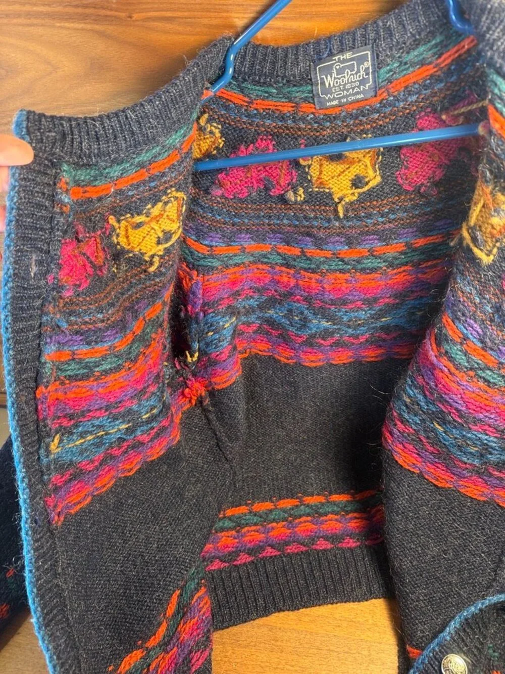 Vintage Woolrich Colorful Leaves Button Sweater - Picture 8 of 10